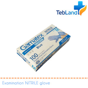 خرید دستکش نیتریل آبی گاماتکس بسته ۱۰۰ عددی بدون پودر و فاقد لاتکس