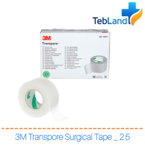 چسب 3M Transpore - رول سایز ۲.۵ سانتی‌متر (پرمصرف) - چسب پارچه ای شفاف و مقاوم برای پانسمان زخم و نواحی متحرک