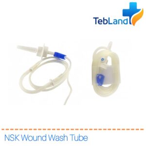 ست سرم ایمپلنت سوپا مخصوص موتور NSK - نمای کامل شیلنگ PVC پزشکی شفاف به طول ۲۲۰ سانتیمتر، اسپایک تیز با محافظ استریل، رگلاتور غلطکی و فیتینگ انتهایی آبی رنگ - Irrigation Set اختصاصی برای آنگل NSK - خرید ست سرم ایمپلنت از طب لند